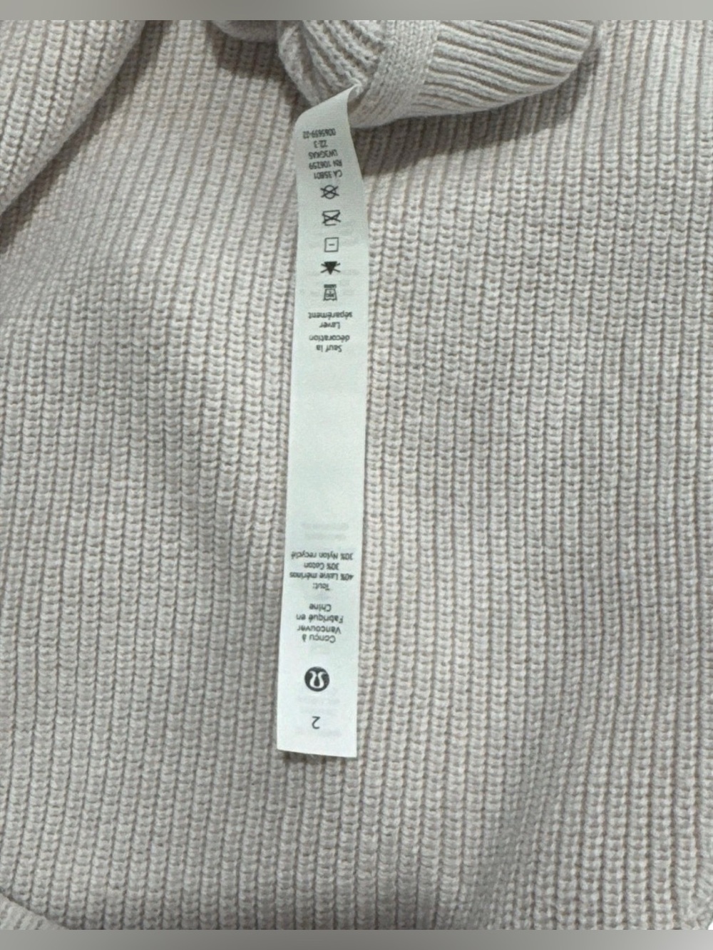 Lululemon Merino Wool and Cotton Mock Neck Ivory Sweater 2 - PRE-LOVED - Picture 3 of 7